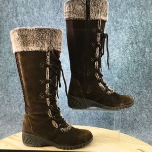 Khombu Dark Brown Lace-up/Zip Suede Boots